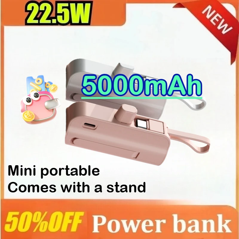 

5000mAh Mini Portable Power Bank External Battery Plug Play Power Bank Type C Fast Effective Charger for IPhone for Huawei
