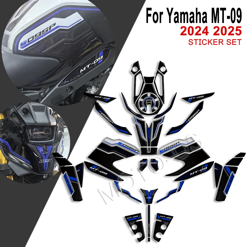 For Yamaha MT-09 MT09 MT 09 SP 2024 2025 Motorcycle Fuel Tank Pad Protector stickers 3D resin stickers kit