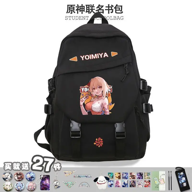 Anime Mandrill Genshin Impact Zhongli Merchandise Maple Leaf Wanye Bag For Boys And Girls High School Students High-V