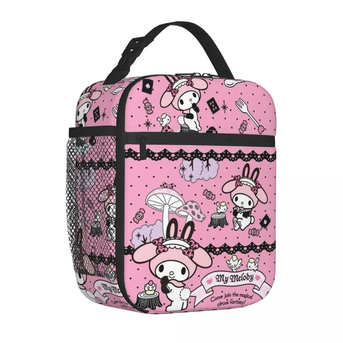 

Pink Cartoon Insulated Lunch Bag Leakproof Cute My Melody Meal Container Cooler Bag Lunch Box Tote Work Travel Food Storage Bags