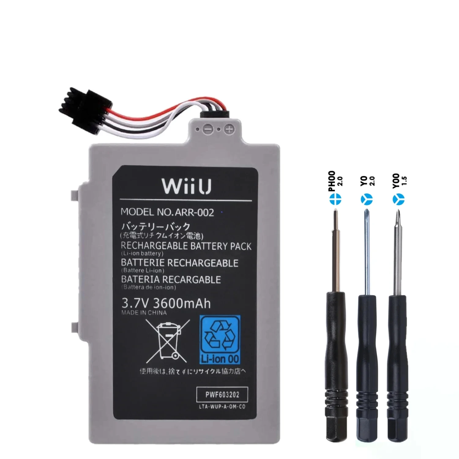 Batmax ARR-002 Wii U Gamepad Battery 3600mAh Bateria for Nintendo Wii U Gamepad Controller WUP-010, WUP-012