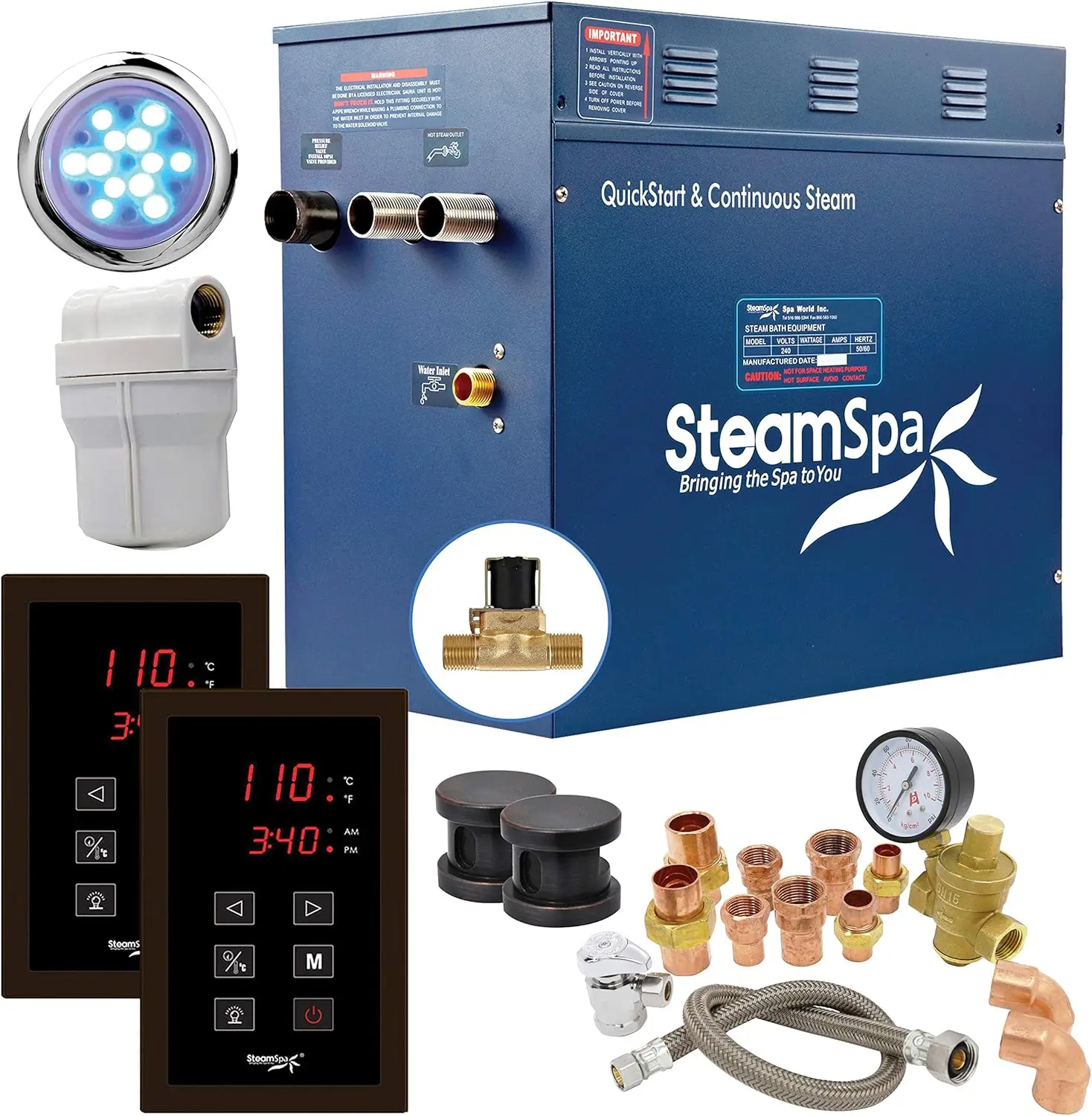 Steamspa Executive 12 Kw Quickstart Acu-Steam Bath Generator Package With Built-In Auto Drain In Oil Rubbed Bronze | Steam