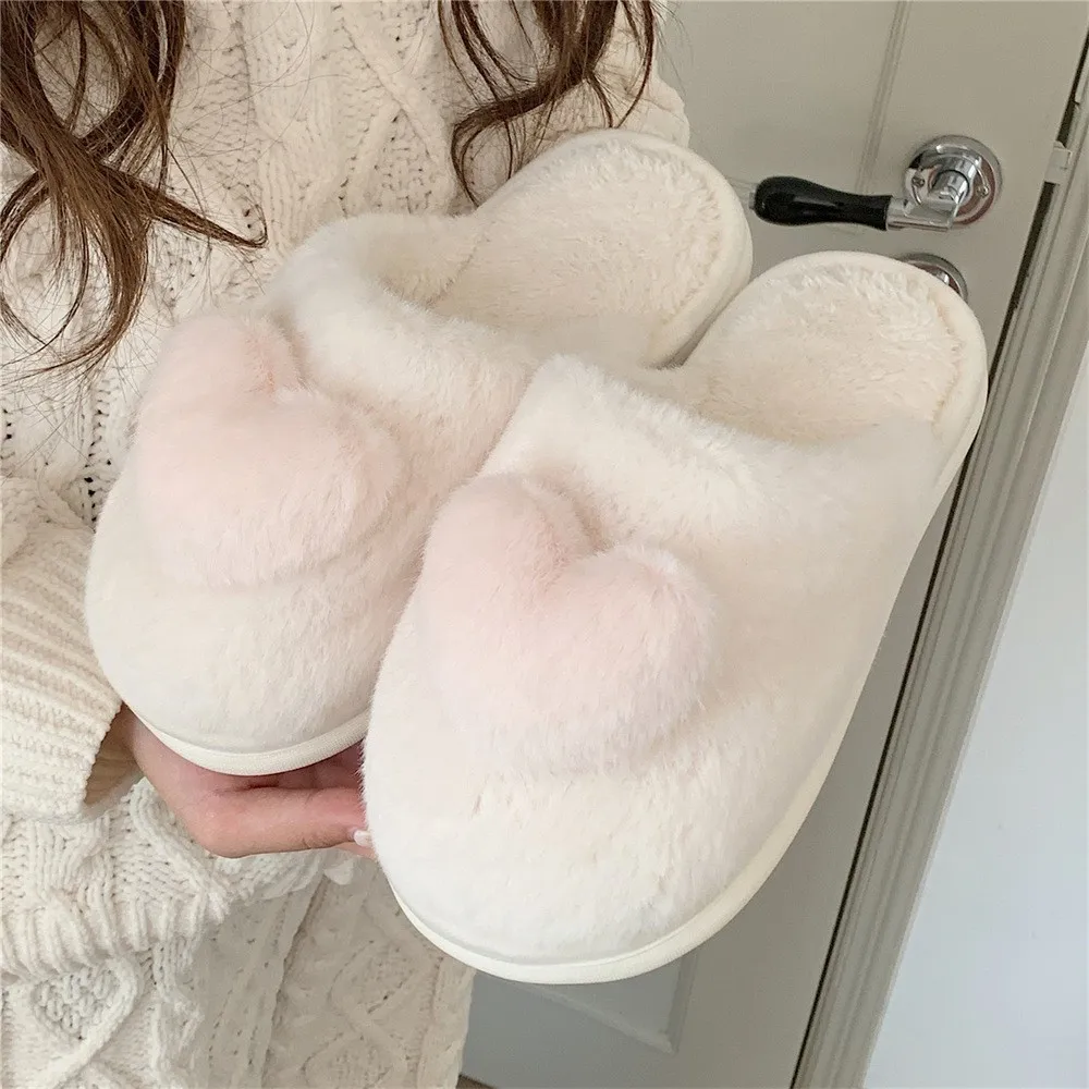 

Lovely Girls Warm Plush Cotton Slippers Women's Winter Indoor House Anti-Slip Thick Soft Soled Comfortable Bedroom Home Slipper