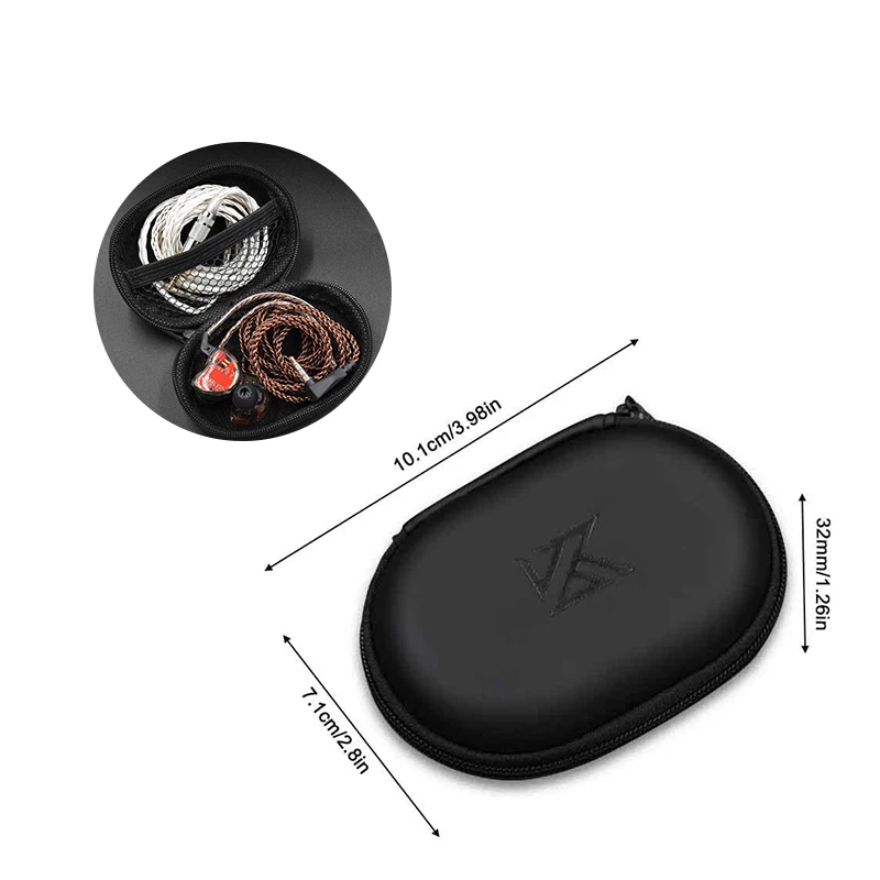 1Pc/2Pcs Earphones Oval Storage Bag Wired Headphones PU Zipper Storage Box Portable Hold Case Container For BA10 AS10 ES4