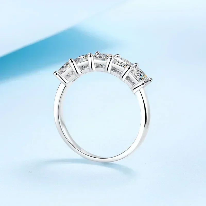 

New Style PT950 Platinum Wedding Women Jewelry VVS1 D Color Diamond 5pcs Moissanite in All 2Carat Sparkling Rings for Princess