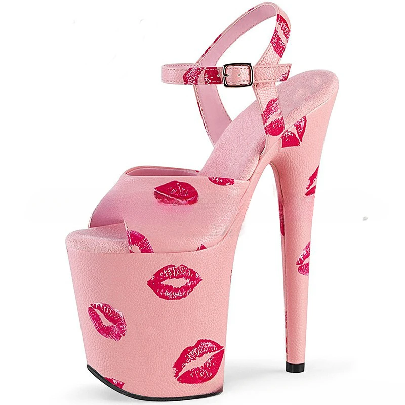 

2024 New Sexy Women's Shoes High Heeled Fine Heeled Open Toe Sandals Fashion Style Sexy Pretty Pattern Red Lips Women's Sandals