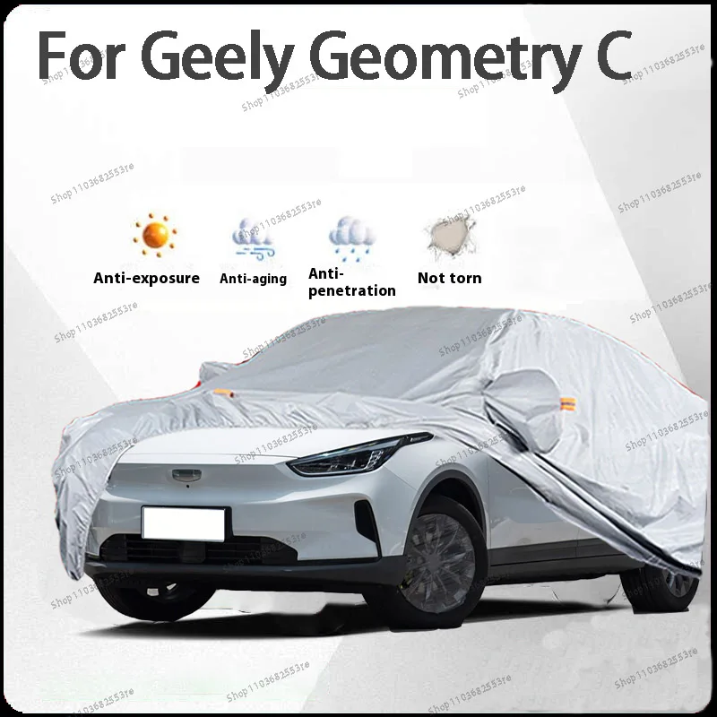 

Для Geely Geometry C Fit автомобильный чехол водонепроницаемый, пылезащитный, солнцезащитный козырек (УФ), снегозащитный | Серебряное полное покрытие с защитой в течение всего дня