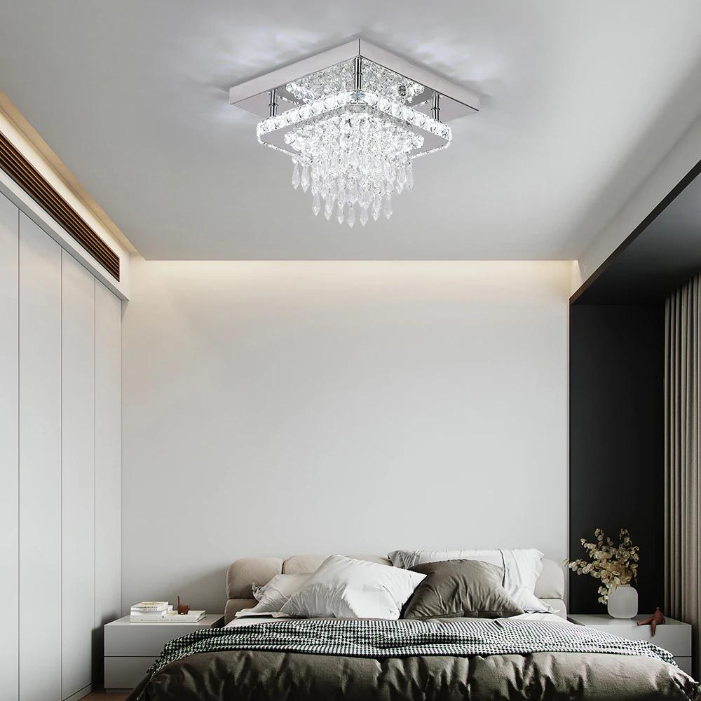 

GreeLustr Luxury Silver K9 Crystal Ceiling Lamp Led Chandelier Modern Living Dining Room Decor Pendant Light Lustre Home Fixture