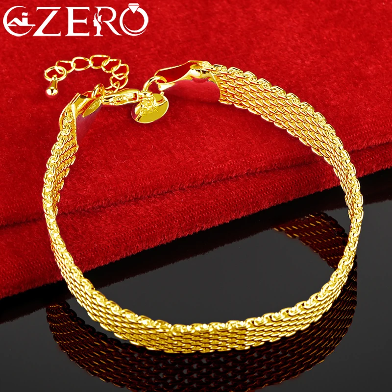 ALIZERO 18K złoto 10mm tkana bransoletka łańcuszkowa dla kobiet moda biżuteria akcesoria weselne urok prezent — zdjęcie 3
