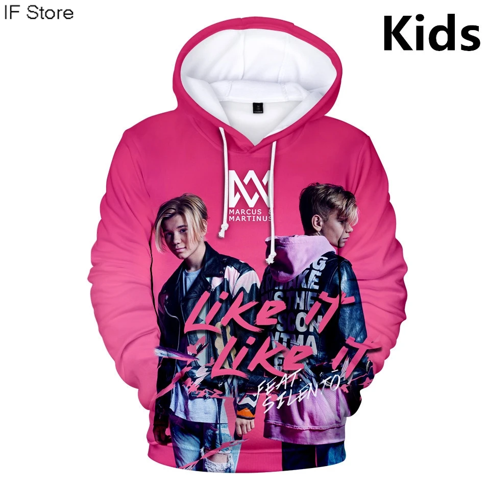 

2025 детские толстовки с капюшоном Marcus & Martinus, толстовка с капюшоном для мальчиков и девочек, повседневная куртка в стиле хип-хоп, пальто, детская одежда больших размеров