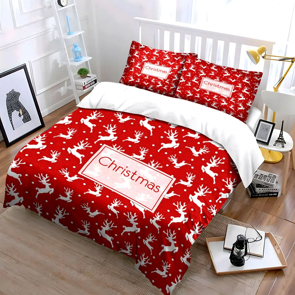 

Christmas Reindeer Pattern Gift Set kid's and adults' bedroom decor, Exquisite three-piece bedding set gift