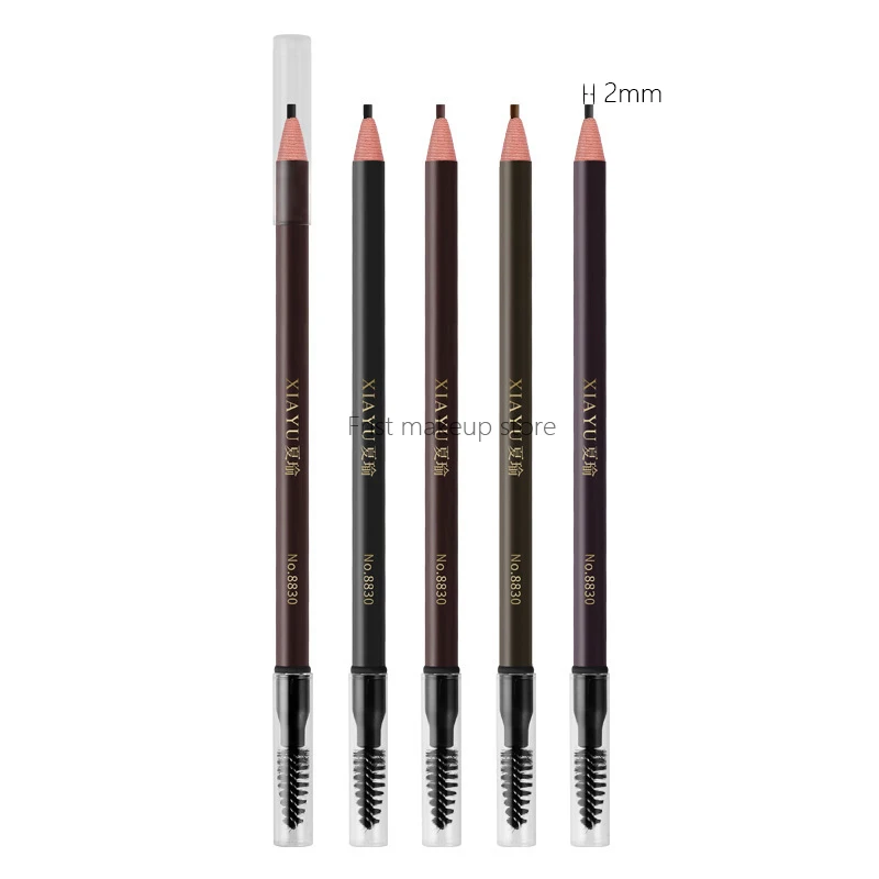 Double Head Pull Line Eyebrow Pencil 2mm Ultra-fine Tip With Brush Professional Makeup Waterproof Hard and Thin Brow Pen Refill