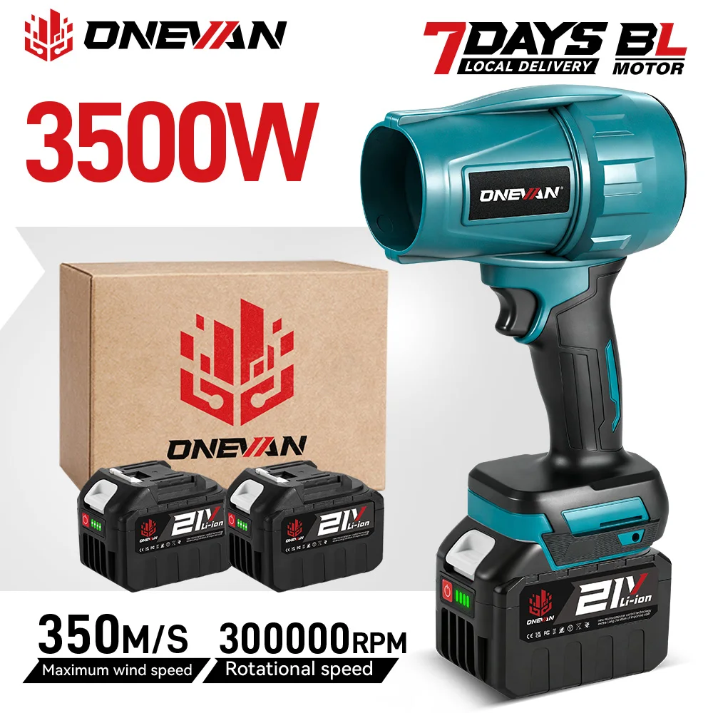 Ventilateur électrique sans fil ONEVAN 3500W 350M/S, souffleur de feuilles, de neige et de poussière, outil électrique compatible avec les batteries Makita.