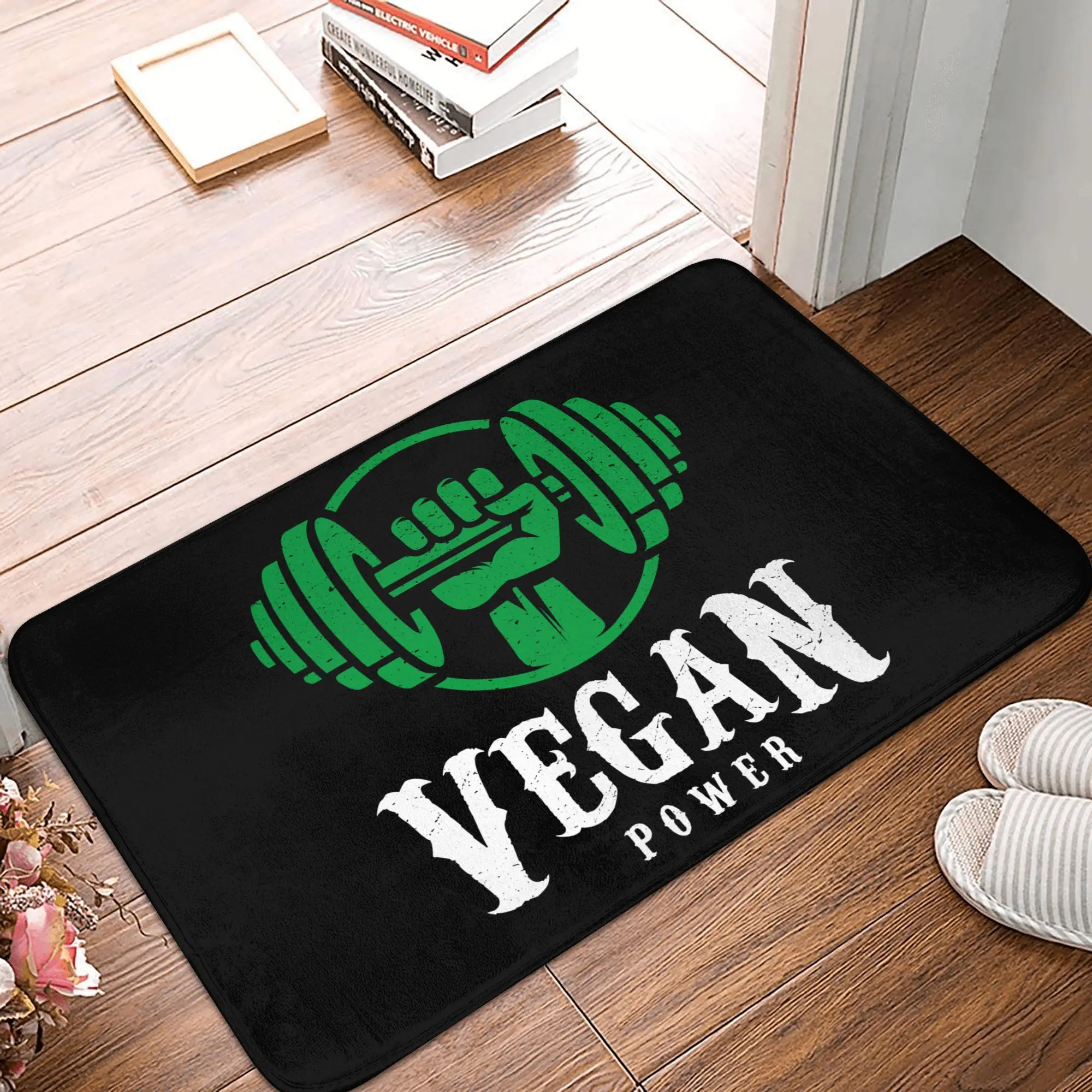 Vegan Power Doormat Non-Slip Entrance Kitchen Bath Door Floor Mats Powered By Plants Garage Carpet Rug