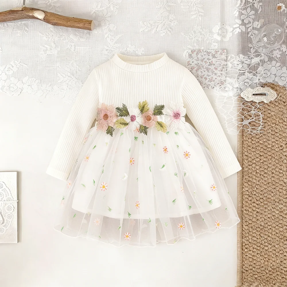 Girls' Dress Summer Cute Floral Tulle Baby Girl Dress Sweet Princess Birthday Party Baby Dress