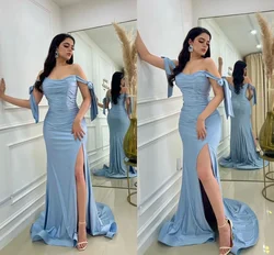 Plus Size Mermaid Prom Dresses Long for Women Off Shoulder High Side Split Formal Pageant Party Birthday Evening Dresses