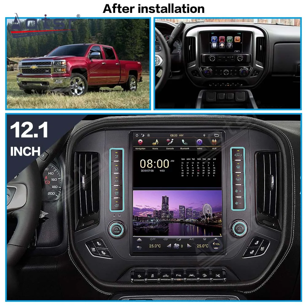 

12.1 " Vertical Screen Qualcomm CarPlay Android 13 For Chevrolet Silverado 2015-2018 Car Radio Multimedia Player GPS Head Unit