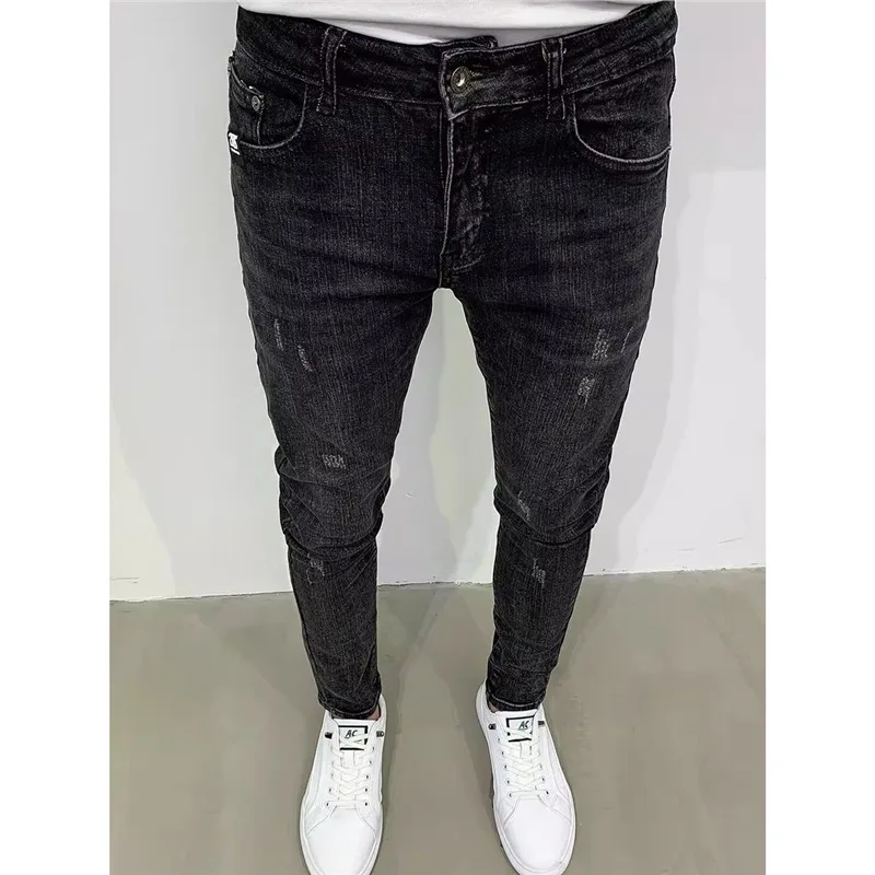 High-end Stretch Embroidery Black Jeans Men's Spring 2026 New Slim-fitting Pants Jeans Men Jeans for Men