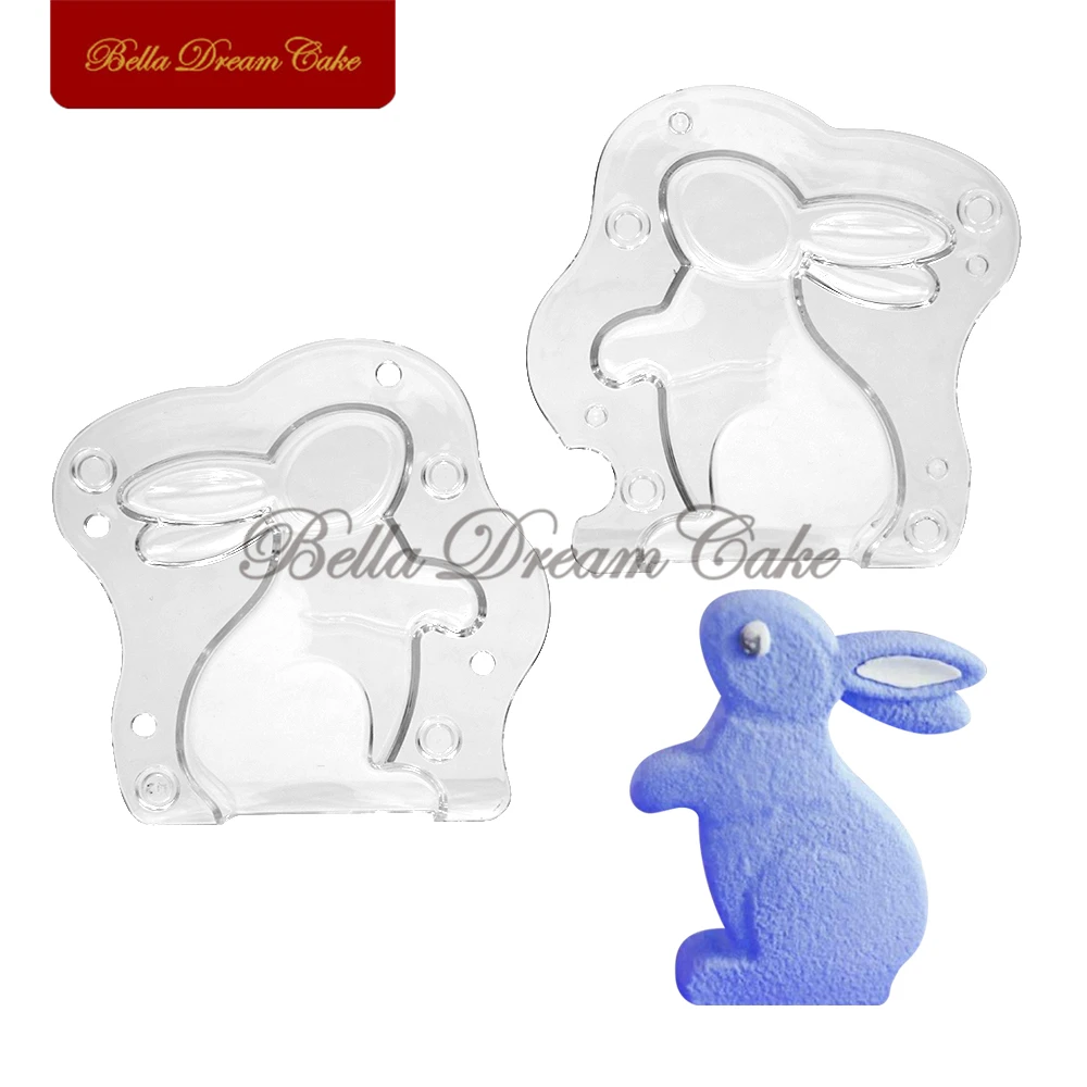 2pcs/set 3D Easter Bunny Design Plastic Chocolate Mold Rabbit Mousse Mould DIY Candle Plaster Model Cake Tools Kitchen Bakeware