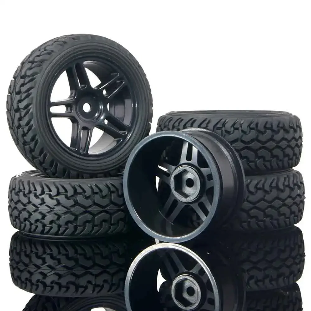 RC 905B-8019 Rally Tires & Wheel Rims 4P For HSP 1:16 On-Road Rally Car