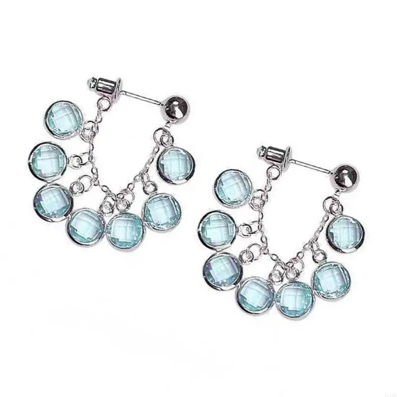  Rhinestones Studded Dangle Earrings Secure Clip Back Comfort Fit All Day Wear