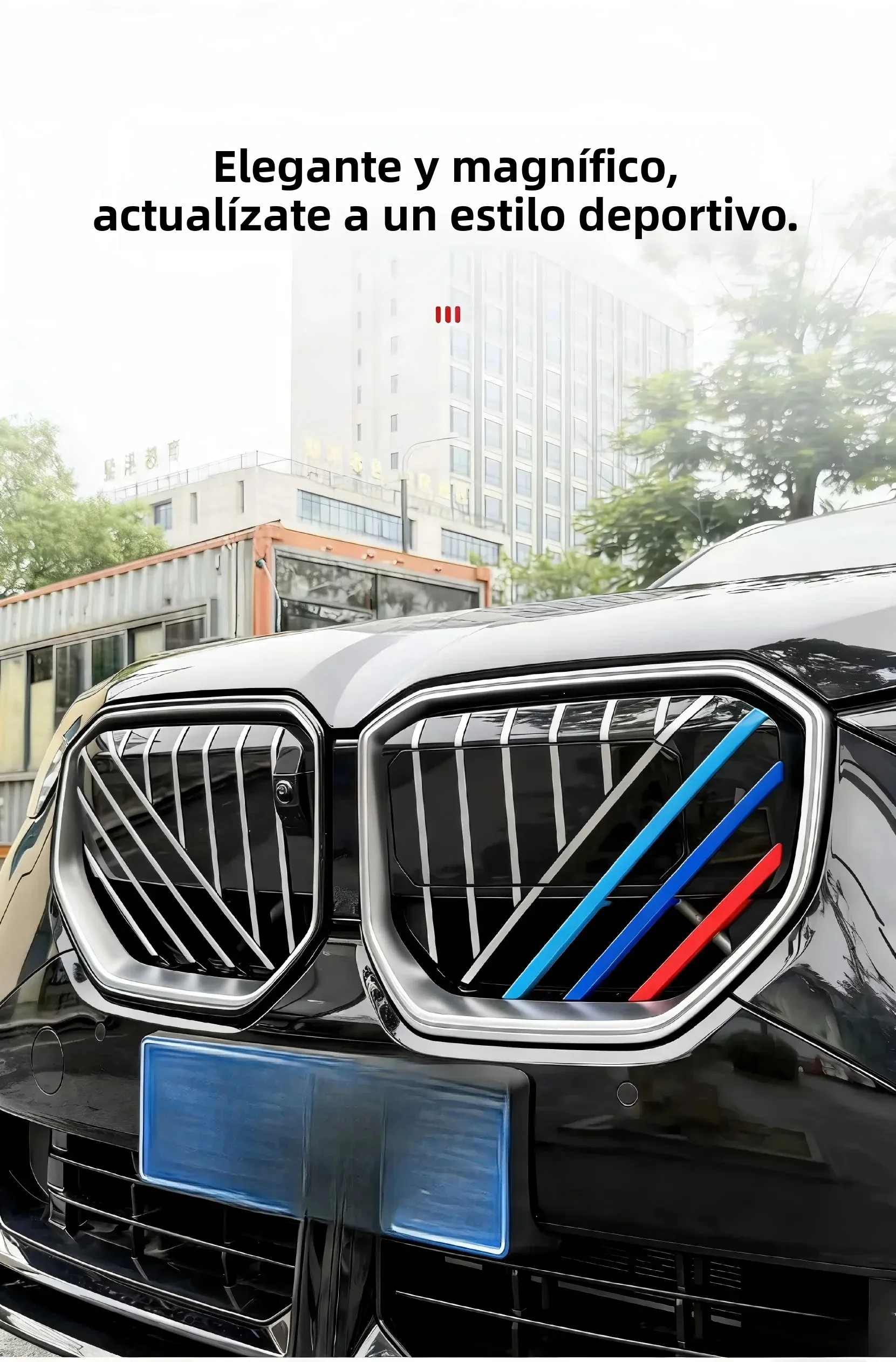 Adecuado para la parrilla delantera del nuevo BMW X3 2025 con clips de franjas tricolores, franja decorativa para la fascia delantera.