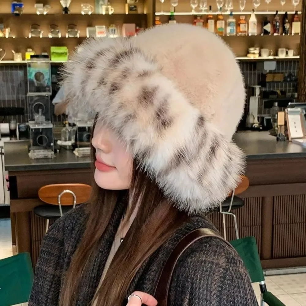 

Luxury Windproof Plush Fisherman Hat Keep Warm Thick Furry Faux Fur Bucket Hat Winter Panama Basin Cap Winter
