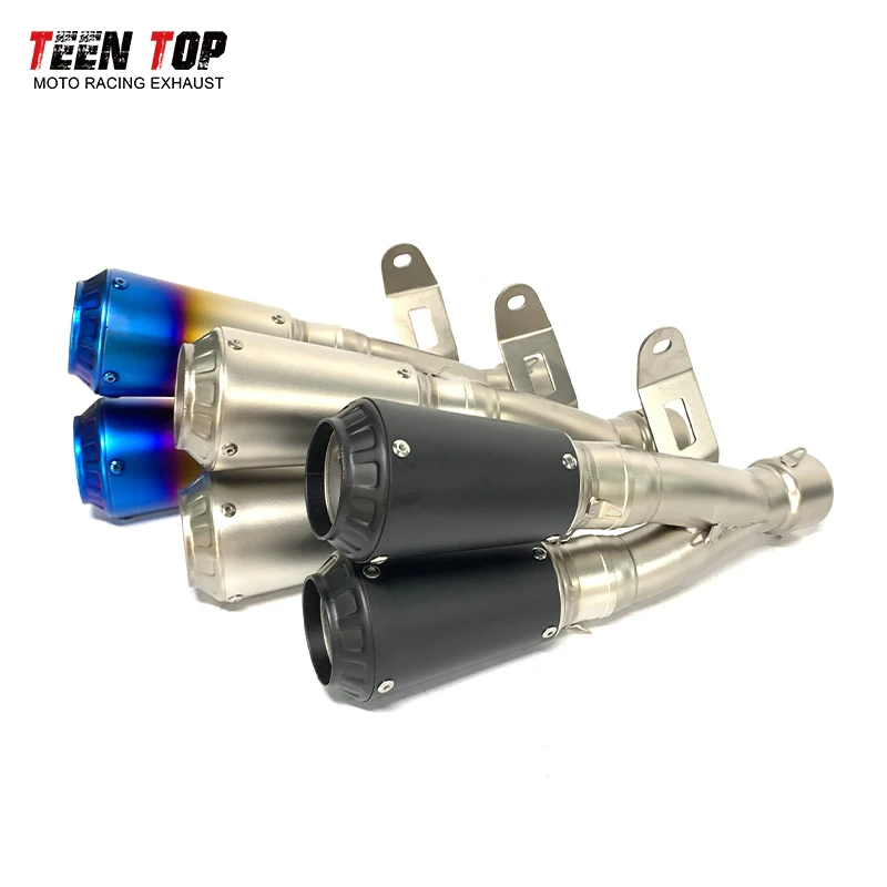 

51mm Universal Motorcycle Exhaust Muffler Z1000 Z900 MT07 CBR650 TRK502 ZX4R C14 Slip-on Exhaust Dual Racing Muffler Escape Moto