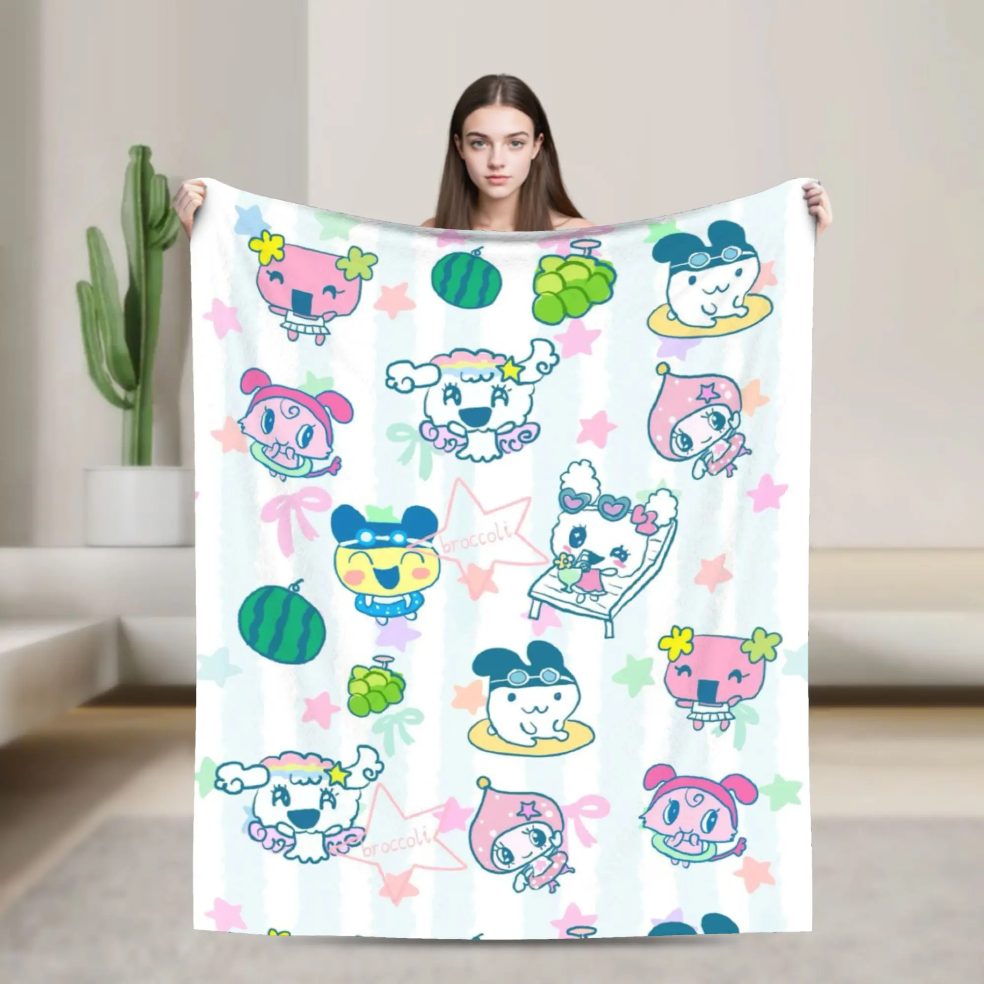 Cartoon T-Tamagotchi Blanket Super Soft Cozy  Throw Blankets for Bed 50x60 Inch Multi-size Rug Piece