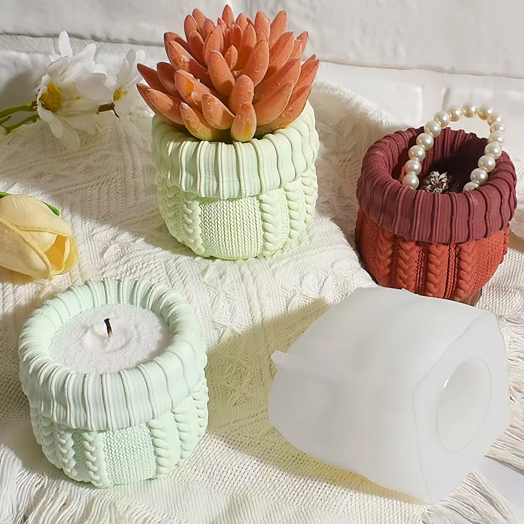 

Креативная шерстяная сумка, цветочный горшок, гипсовая силиконовая форма, гипсовая банка для хранения, форма для гипсовой чашки для свечей