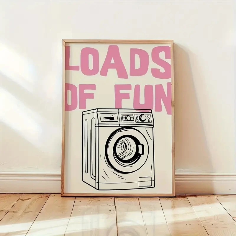 

Modern Art, Interesting Washing Machine, Pink Text Art, Wall Art, Canvas Painting, Kitchen Corridor Modern Home Decoration Gift
