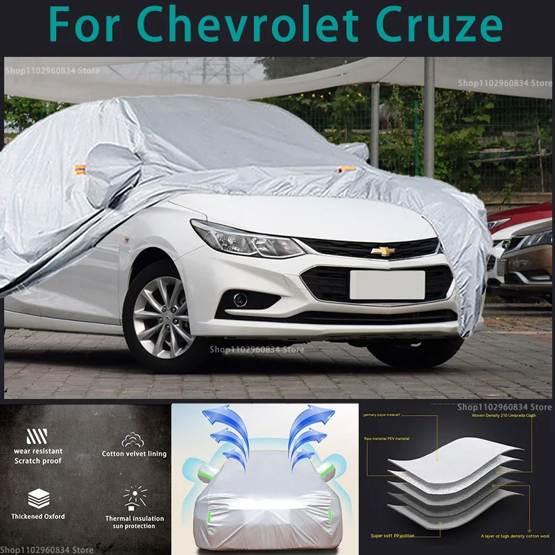 

Автомобильные чехлы для Chevrolet Cruze 210T, водонепроницаемые, полностью защищающие от УФ-лучей, пыли, дождя, снега