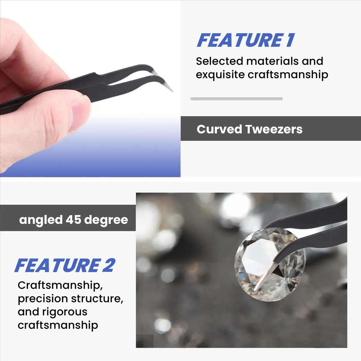 HITL Curved Tweezers Jewelers Craft Hobby Beading Hand Tool
