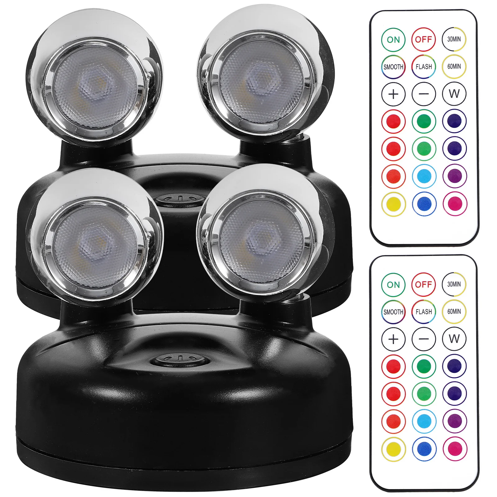 

2Pcs LED Spotlights Kit 13-Color Remote Control Operated Adjustable Mini Spotlight for Cabinet Closet Artwork Display