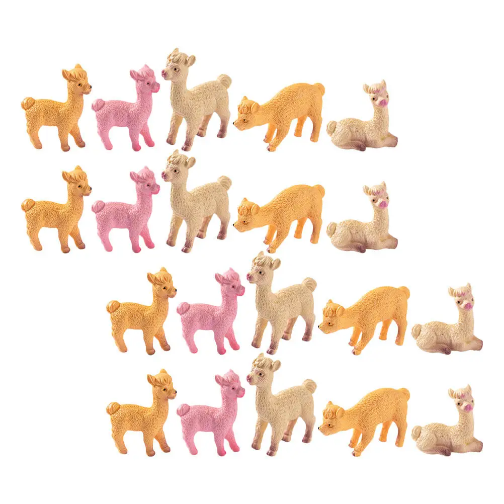 

20Pcs Resin Alpaca Decorations Mini Animals Realistic Resin Sculptures for Garden Landscape Fairy Garden Desktop Decor