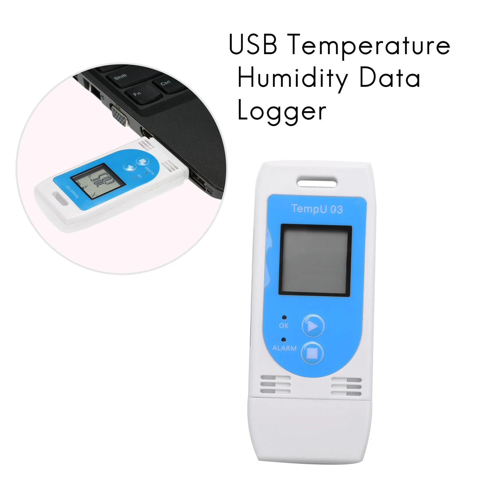 USB Temperatura e umidade Data Logger, 12.000 Record Capacity