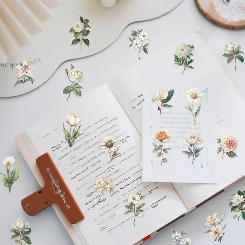 

50 шт., ретро длинные ветки, цветочные наклейки, водонепроницаемые наклейки для багажа, ручной материал, ретро цветочные декоративные наклейки