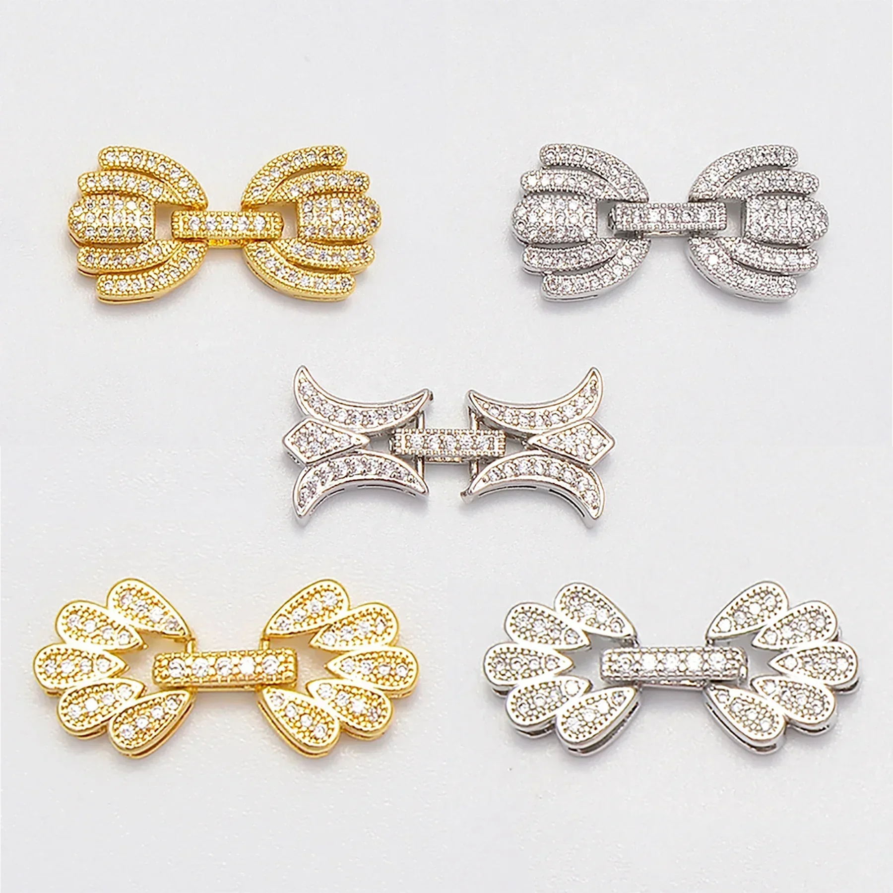 Accessories for Jewelry Making Fastener Clasps Flower Connectors DIY Necklaces Bracelet Zircon Crystal Brass Parts 1 Piece