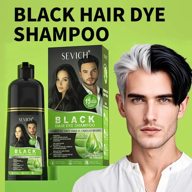 

SEVICH Aloes Black Hair Dye Shampoo 500ml Diy Herbal Coloring Hairs Instant Gray To Black Instant Coloring Shampoo For Women&Men