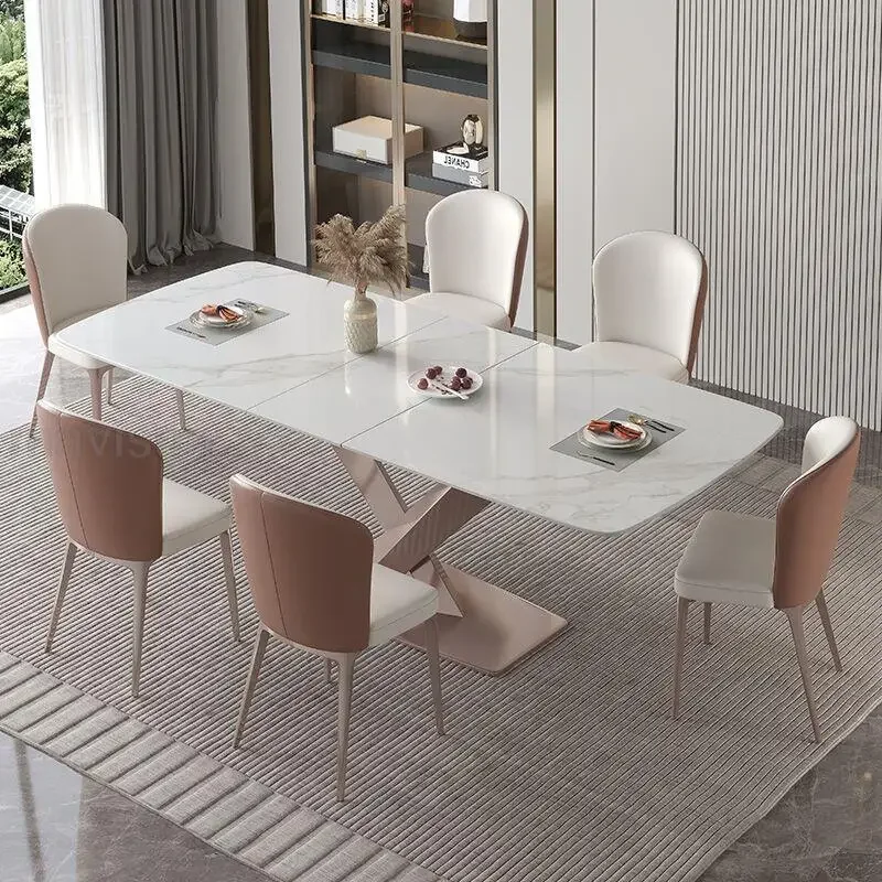 

Extendable Luxury Dining Table Living Room Combination Rock Plate Tabletop Mesas De Comedor Multifunctional Kitchen Tables