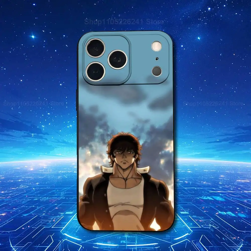 هاتف أنيمي B-Baki H-Hanma رائع لهاتف iPhone 13,12,15,14,11,16,17,Plus,Pro Max,XS,X,XR,SE,Mini,8,7,Soft Silicone Black