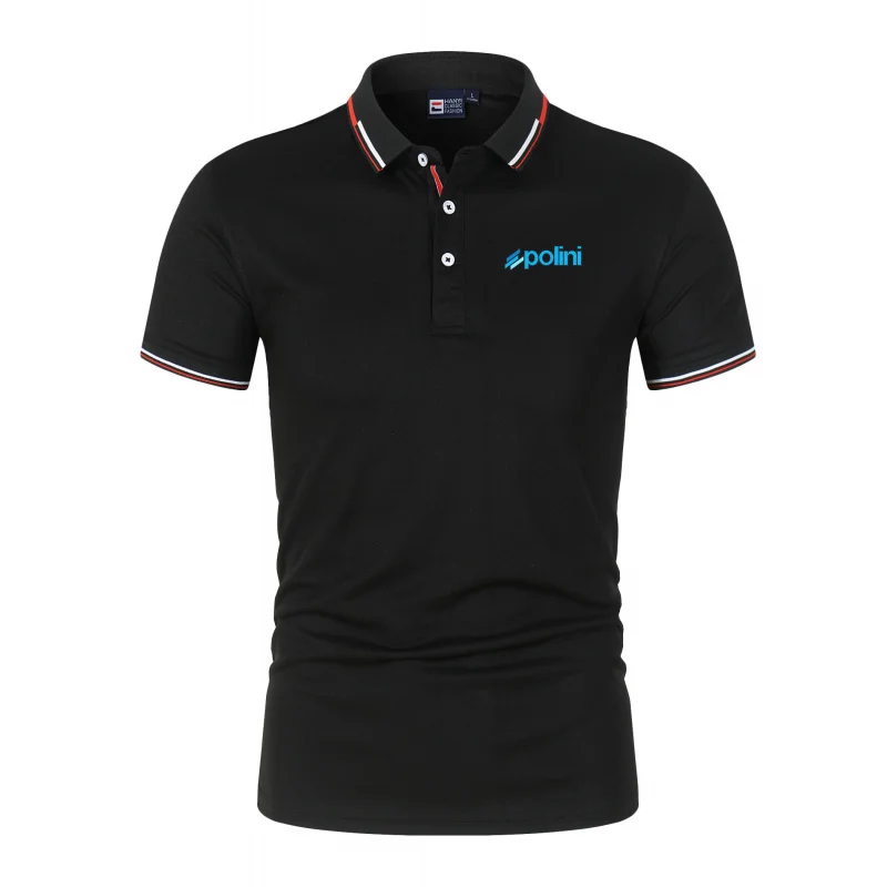 Summer Polini Italy Scooter Racer Men'S Short Sleeve Polo Shirt Lapel Oversize Breathable Streetwear Sport Top