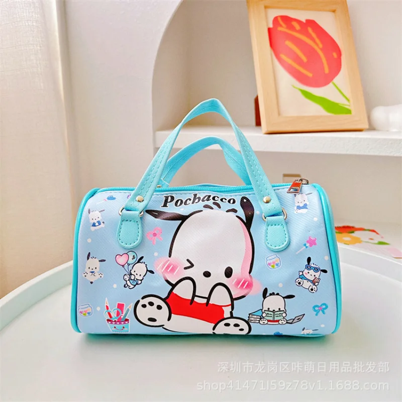 Sanrio-Bolso cruzado de cuero con estampado de Hello Kitty para mujer, bandolera de hombro con melodía impresa, bolso de mano, nuevo