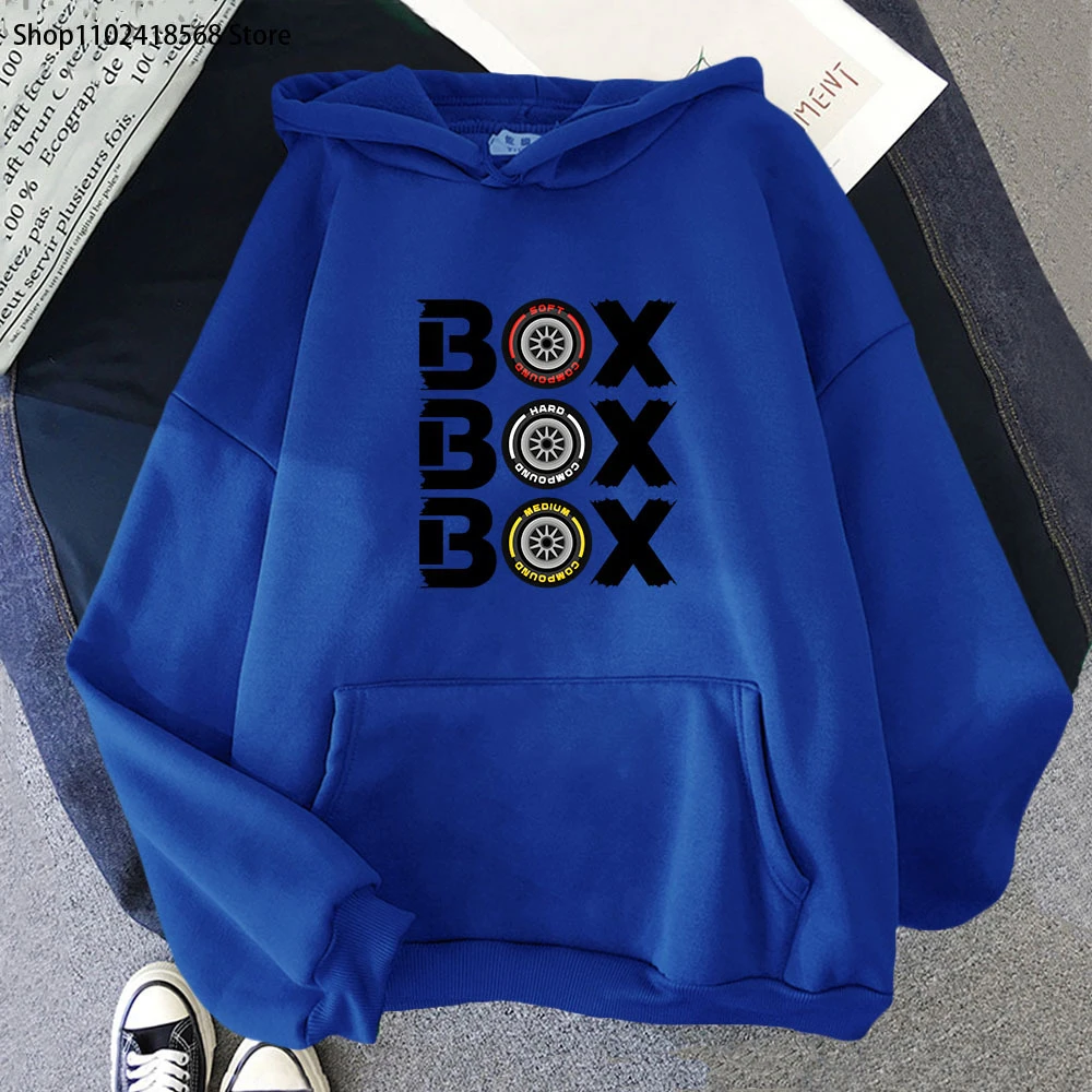 Box Box Box Hodies F1 Tyre Compound V2 Sweatshirts Women\'s Long Sleeve Top Oversized Hooded Funny Games Men Clothing Y2k Clothes