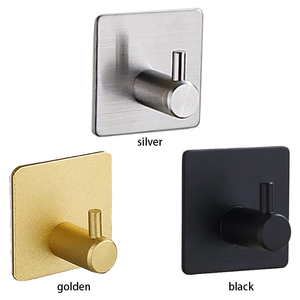 Space Aluminium Self Adhesive Towel Hooks Wall Coat Rack Key Holder Towel Hooks Clothes Hanging Rack Bathroom Accessories