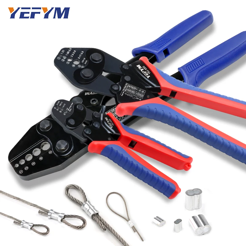 Wire Rope Crimping Tool For Aluminum Oval/Double Sleeves, Crimping Loop Sleeve φ0.1-φ5mm Cable Crimper YEJ Pliers