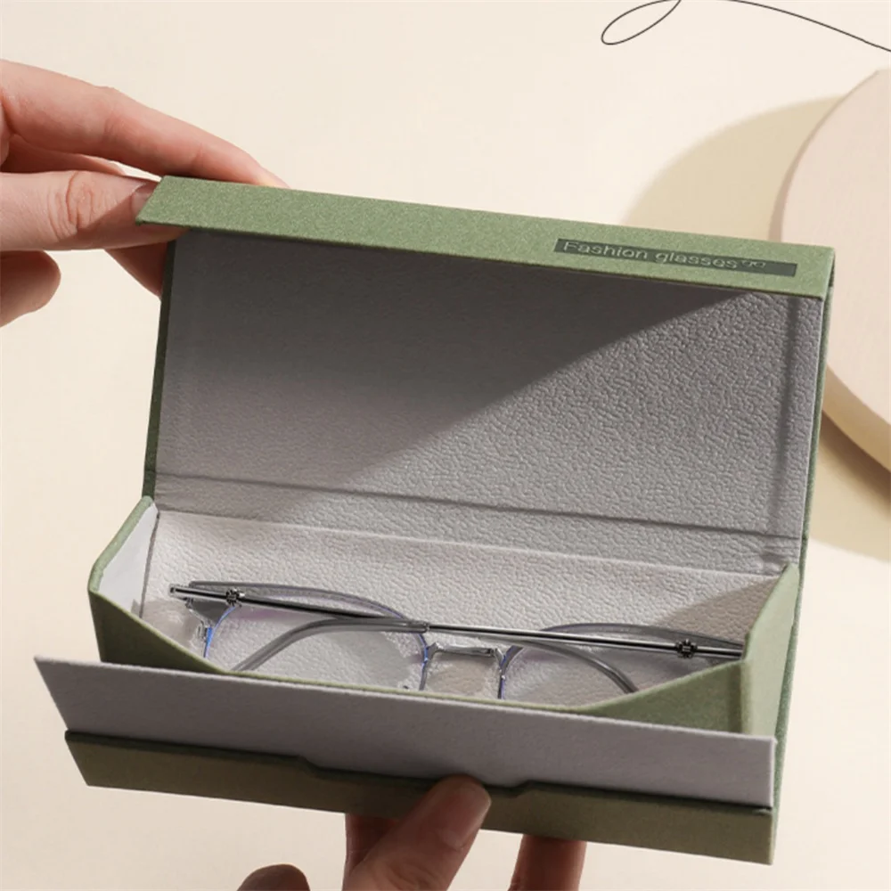 Portable Foldable Triangle Sunglasses Box PU Leather Automatic Closing Eyewear Storage Bag Anti-pressure Glasses Protective Case