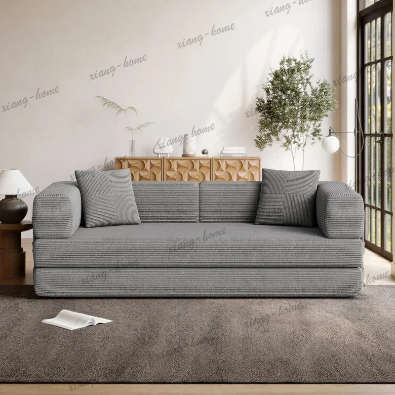 FG High Quality Modular Floor Sofa, Frameless 3-Seater Convertible Couch, High Density Foam Corduroy for Living Room