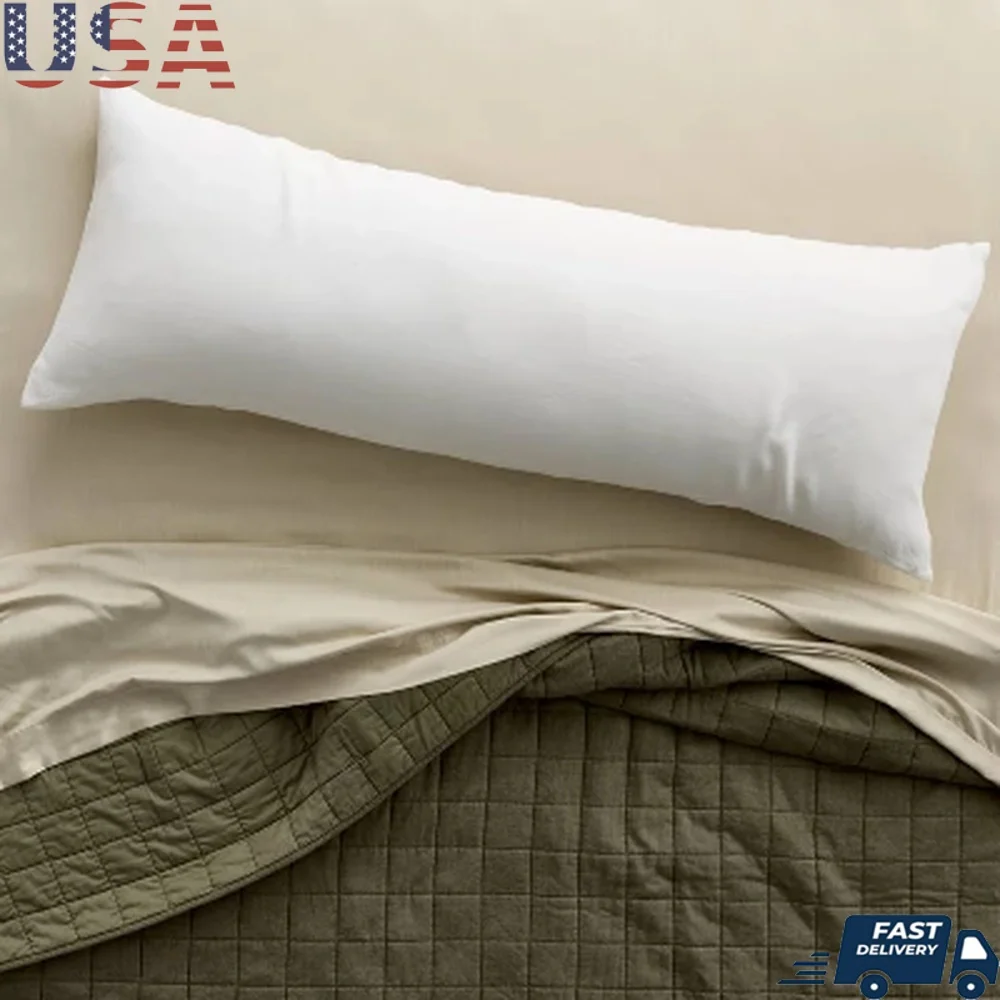 

100% European Flax Linen Body Pillow Cover Zipper Closure Woven Solid Color Easy Care Machine Washable 52in x 20in