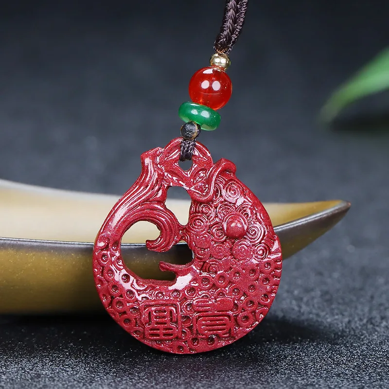 Natural high content cinnabar purple gold sand fish pendant, like a fish in water necklace, women's birthday gift pendant